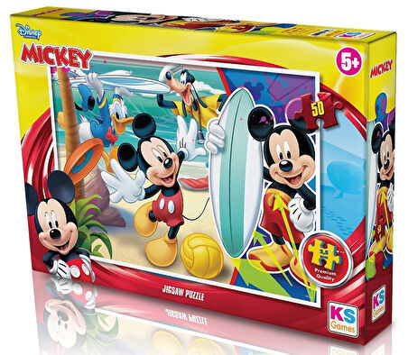 Kız Erkek Çocuk Oyuncak KS Puzzle 50 Parça Mickey Mouse Kız Erkek Çocuk Oyuncak Eğitici Eğlenceli Oy
