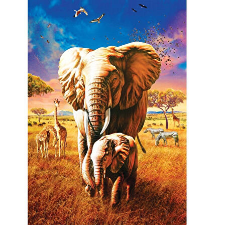 Kız Erkek Çocuk Oyuncak 5204 Art Puzzle, Anne Fil 1000 Parça Puzzle Kız Erkek Çocuk Oyuncak Eğitici