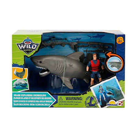 Kız Erkek Çocuk Oyuncak S01049012 Wild Quest Köpek Balığı ve Dalgıç Adam Oyun Seti Kız Erkek Çocuk O