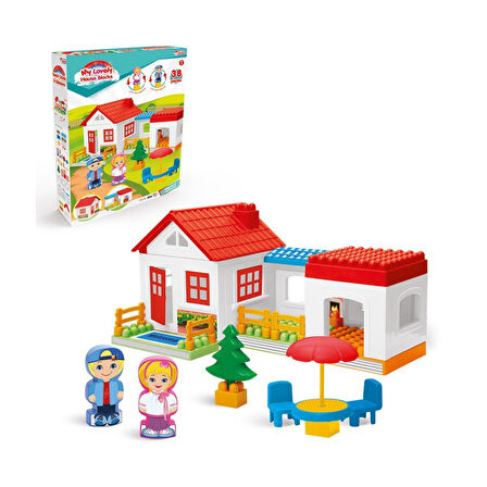 Kız Erkek Çocuk Oyuncak 03135 Dede, Tek Katlı Ev Blokları 36 Parça Kız Erkek Çocuk Oyuncak Eğitici E