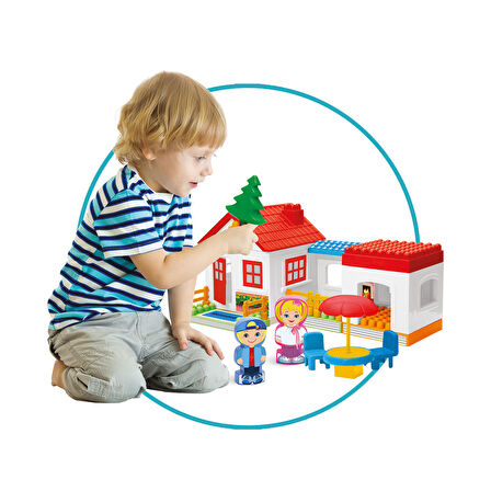 Kız Erkek Çocuk Oyuncak 03135 Dede, Tek Katlı Ev Blokları 36 Parça Kız Erkek Çocuk Oyuncak Eğitici E