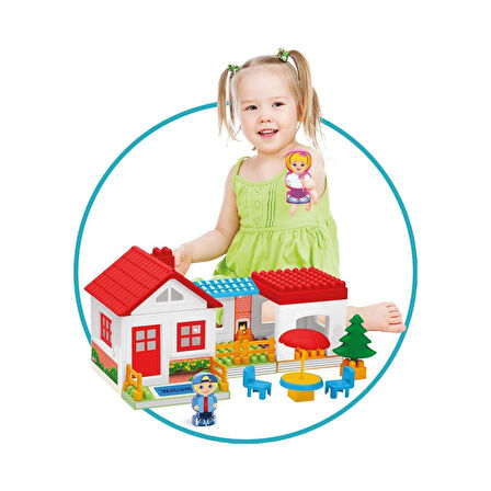 Kız Erkek Çocuk Oyuncak 03135 Dede, Tek Katlı Ev Blokları 36 Parça Kız Erkek Çocuk Oyuncak Eğitici E