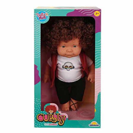 Kız Erkek Çocuk Oyuncak 30151 Sunman, Curly Kıvırcık Saçlı Bebek 35cm Kız Erkek Çocuk Oyuncak Eğitic