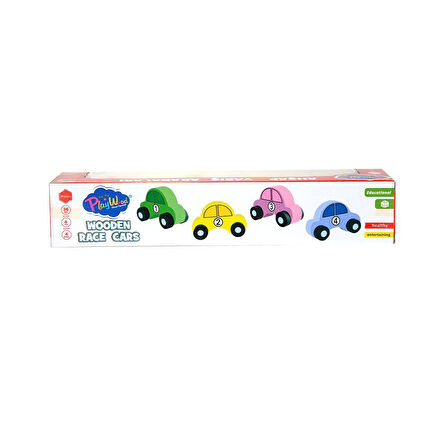 Kız Erkek Çocuk Oyuncak 380-ONY Onyıl, Playwood Ahşap Yarış Arabası 4'lü Kız Erkek Çocuk Oyuncak Eği