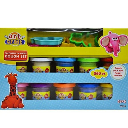 Kız Erkek Çocuk Oyuncak 03290 Art Craft 16 parça HAMUR SETİ-RENGARENK / 560 gr Kız Erkek Çocuk Oyunc