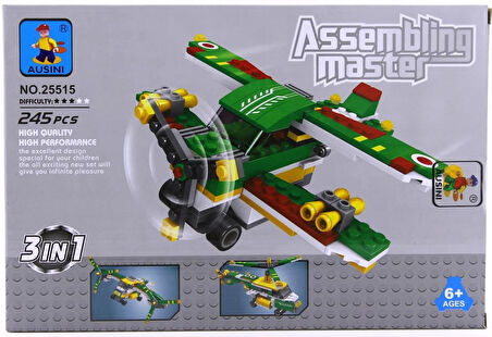 Kız Erkek Çocuk Oyuncak Ausini Askeri Set 3İn1 245 Parça Kız Erkek Çocuk Oyuncak Eğitici Eğlenceli O