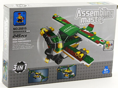 Kız Erkek Çocuk Oyuncak Ausini Askeri Set 3İn1 245 Parça Kız Erkek Çocuk Oyuncak Eğitici Eğlenceli O