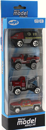 Kız Erkek Çocuk Oyuncak 4'Lü Die Cast İtfaiye Seti Kız Erkek Çocuk Oyuncak Eğitici Eğlenceli Oyuncak