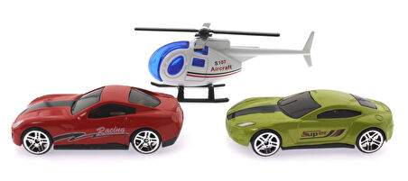 Kız Erkek Çocuk Oyuncak 3'lü Beyaz Helikopterli Metal Araçlar Kız Erkek Çocuk Oyuncak Eğitici Eğlenc