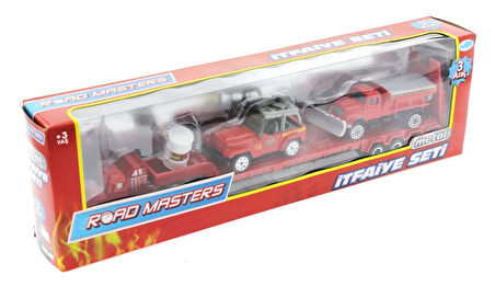 Kız Erkek Çocuk Oyuncak Die Cast Metal Tırlı ve Küreme Kamyonlu İtfaiye Seti Kız Erkek Çocuk Oyuncak
