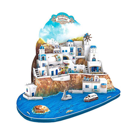 Kız Erkek Çocuk Oyuncak CubicFun Santorini Island 3D Puzzle Kız Erkek Çocuk Oyuncak Eğitici Eğlencel