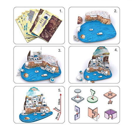 Kız Erkek Çocuk Oyuncak CubicFun Santorini Island 3D Puzzle Kız Erkek Çocuk Oyuncak Eğitici Eğlencel