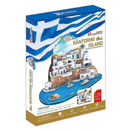 Kız Erkek Çocuk Oyuncak CubicFun Santorini Island 3D Puzzle Kız Erkek Çocuk Oyuncak Eğitici Eğlencel