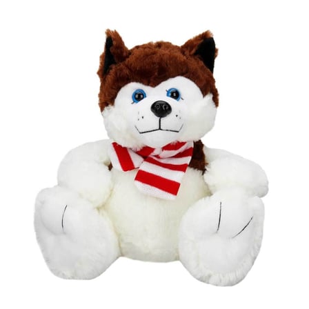 Kız Erkek Çocuk Oyuncak Sunman Oturan Husky Atkılı Peluş Köpek 30cm Kız Erkek Çocuk Oyuncak Eğitici