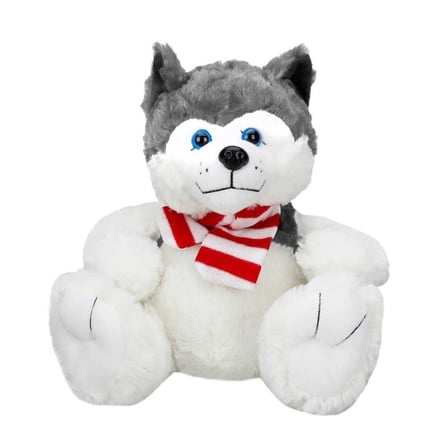 Kız Erkek Çocuk Oyuncak Sunman Oturan Husky Atkılı Peluş Köpek 30cm Kız Erkek Çocuk Oyuncak Eğitici
