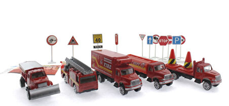 Kız Erkek Çocuk Oyuncak Die Cast Metal 20 Parça İtfaiye Seti - Tankerli Kız Erkek Çocuk Oyuncak Eğit