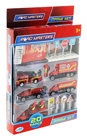 Kız Erkek Çocuk Oyuncak Die Cast Metal 20 Parça İtfaiye Seti - Tankerli Kız Erkek Çocuk Oyuncak Eğit