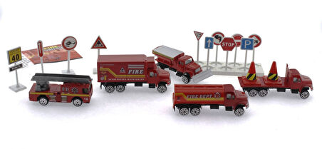 Kız Erkek Çocuk Oyuncak Die Cast Metal 20 Parça İtfaiye Seti - Tankerli Kız Erkek Çocuk Oyuncak Eğit