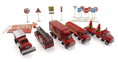 Kız Erkek Çocuk Oyuncak Die Cast Metal 20 Parça İtfaiye Seti - Tankerli Kız Erkek Çocuk Oyuncak Eğit