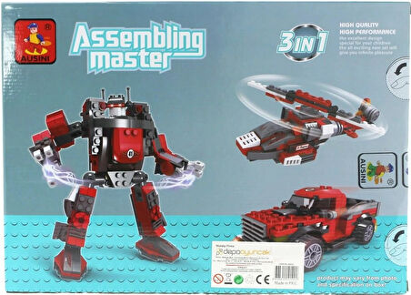 Kız Erkek Çocuk Oyuncak Ausini 286 Parça Assembling Master 3 in 1 Kız Erkek Çocuk Oyuncak Eğitici Eğ