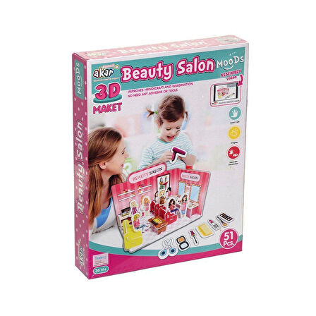 Kız Erkek Çocuk Oyuncak Güzellik Salonu Maket 3 Boyutlu Puzzle Kız Erkek Çocuk Oyuncak Eğitici Eğlen