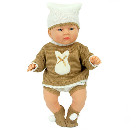Kız Erkek Çocuk Oyuncak Yeni Doğmuş Kahve Bej Elbiseli Azra Bebek Kız Erkek Çocuk Oyuncak Eğitici Eğ
