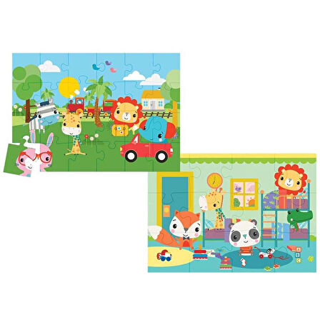 Kız Erkek Çocuk Oyuncak Baby Railway & Bedtime 2’si 1 Arada Puzzle Kız Erkek Çocuk Oyuncak Eğitici E