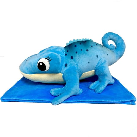 Kız Erkek Çocuk Oyuncak Peluş Battaniyeli Yatan Bukalemun 55cm. Kız Erkek Çocuk Oyuncak Eğitici Eğle