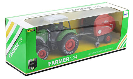 Kız Erkek Çocuk Oyuncak Sürtmeli Die Cast Yeşil Traktörlü Biçerdöver Kız Erkek Çocuk Oyuncak Eğitici