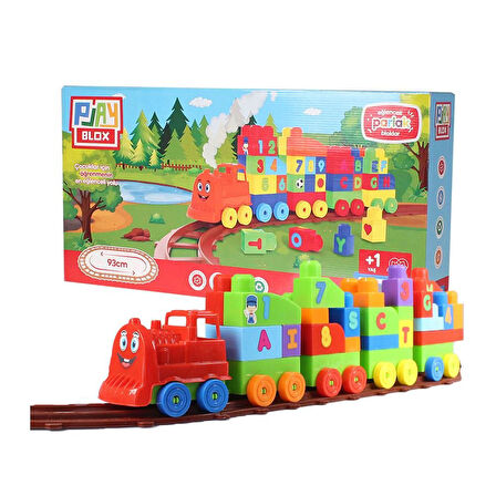 Kız Erkek Çocuk Oyuncak Play Blox Oyuncak Tren Seti 77 Parça Sayılar ve Alfabe Treni Parlak Renkler