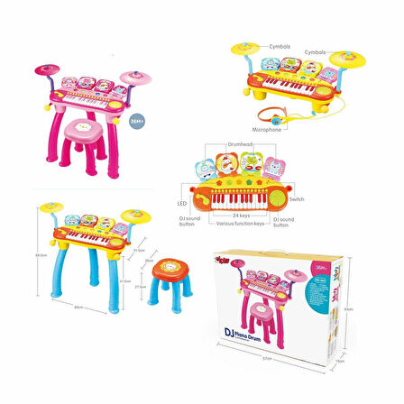 Kız Erkek Çocuk Oyuncak BAO-1601 24 Tuşlu DJ Piano Davul Mp3 Kız Erkek Çocuk Oyuncak Eğitici Eğlence