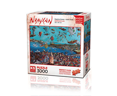 Kız Erkek Çocuk Oyuncak KS Puzzle 3000 Parça Nbaylan Migration Routes-Galata Tower Kız Erkek Çocuk O