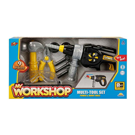 Kız Erkek Çocuk Oyuncak 4606 Zapp Toys My Workshop Matkaplı Tamir Seti 9 Parça Kız Erkek Çocuk Oyunc