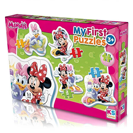 Kız Erkek Çocuk Oyuncak KS Games Minnie My First Puzzle 4 in 1 Kız Erkek Çocuk Oyuncak Eğitici Eğlen