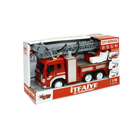 Kız Erkek Çocuk Oyuncak WY351B Sesli ve Işıklı Su Atan İtfaiye 1:16 -Vardem Kız Erkek Çocuk Oyuncak
