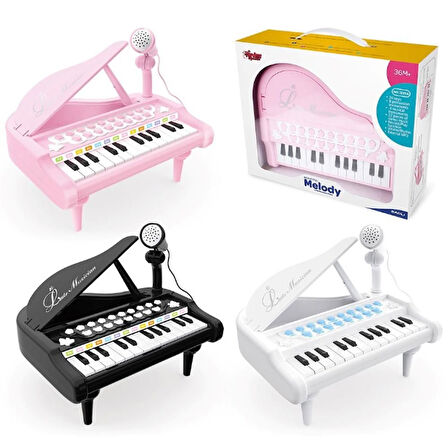 Kız Erkek Çocuk Oyuncak Mikrofonlu 24 Tuşlu Piyano MP3 (Pembe,Siyah,Beyaz) Kız Erkek Çocuk Oyuncak E