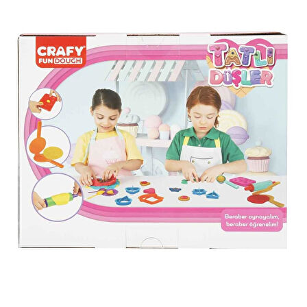 Kız Erkek Çocuk Oyuncak Crafy Tatlı Düşler Oyun Hamuru Seti 200 g 22 Parça Kız Erkek Çocuk Oyuncak E