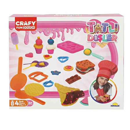 Kız Erkek Çocuk Oyuncak Crafy Tatlı Düşler Oyun Hamuru Seti 200 g 22 Parça Kız Erkek Çocuk Oyuncak E