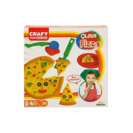 Kız Erkek Çocuk Oyuncak Crafy Çılgın Pizza Oyun Hamuru Seti 200 g 10 Parça Kız Erkek Çocuk Oyuncak E
