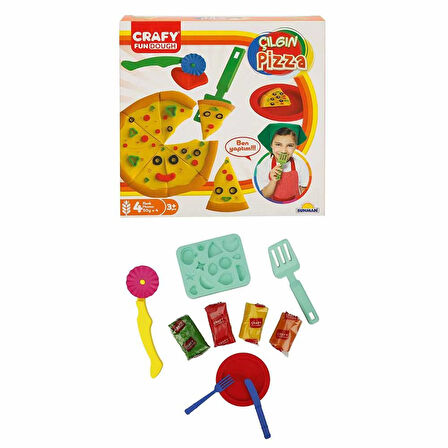 Kız Erkek Çocuk Oyuncak Crafy Çılgın Pizza Oyun Hamuru Seti 200 g 10 Parça Kız Erkek Çocuk Oyuncak E
