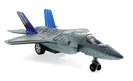 Kız Erkek Çocuk Oyuncak Çek Bırak Metal F-35 Benzeri Gri Savaş Uçağı Sesli Işıklı Kız Erkek Çocuk Oy