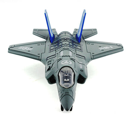 Kız Erkek Çocuk Oyuncak Çek Bırak Metal F-35 Benzeri Gri Savaş Uçağı Sesli Işıklı Kız Erkek Çocuk Oy