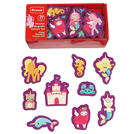 Kız Erkek Çocuk Oyuncak Rossie Mıknatıslı Ahşap Unicorn Figürler Kız Erkek Çocuk Oyuncak Eğitici Eğl