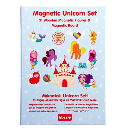 Kız Erkek Çocuk Oyuncak Rossie Ahşap Mıknatıslı Unicorn Seti ve Oyun Alanı Kız Erkek Çocuk Oyuncak E
