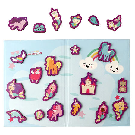 Kız Erkek Çocuk Oyuncak Rossie Ahşap Mıknatıslı Unicorn Seti ve Oyun Alanı Kız Erkek Çocuk Oyuncak E