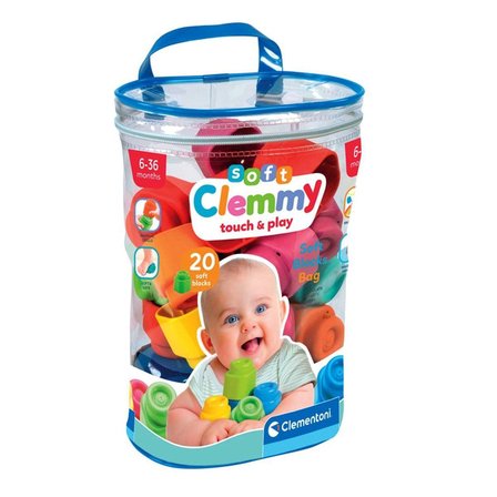 Kız Erkek Çocuk Oyuncak 17877 Soft Clemmy - Yumuşak Blok Çantası 20 parça 6-36 ay Kız Erkek Çocuk Oy
