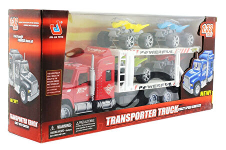 Kız Erkek Çocuk Oyuncak Sürtmeli ATV Taşıyan Kırmızı Tır Kız Erkek Çocuk Oyuncak Eğitici Eğlenceli O