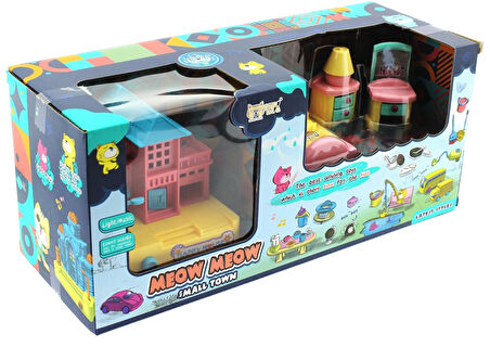 Kız Erkek Çocuk Oyuncak Kedi Şehri Ev ve Yatak Odası Oyun Seti Kız Erkek Çocuk Oyuncak Eğitici Eğlen