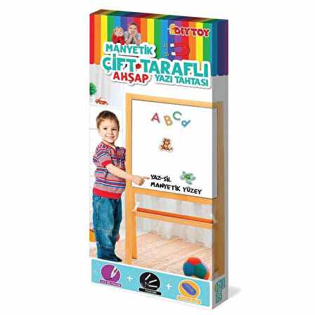 Kız Erkek Çocuk Oyuncak 2195 AYAKLI ÇİFT TARAFLI MANYETİK AHŞAP YAZI TAHTASI Kız Erkek Çocuk Oyuncak
