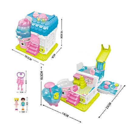 Kız Erkek Çocuk Oyuncak QF2910-11-12-13-14-15 Işıklı Müzikli Aksesuarlı Ev Serisi Açılıp-Katlanır Kı